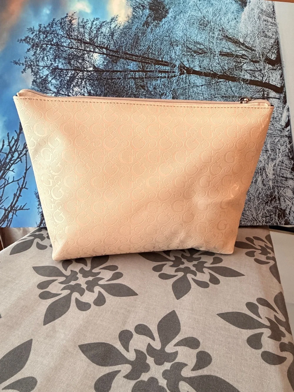 GUESS Embossed Cosmetic Pouch